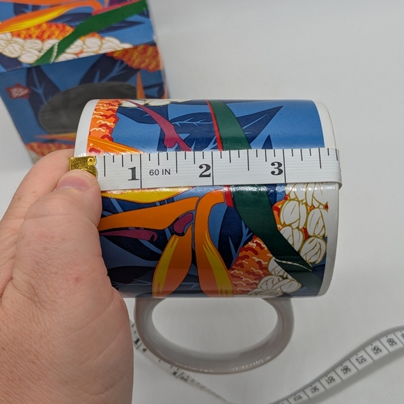 Hilo Hattie Blue Orange Floral Tropical Hawaiian Bird Of Paradise Coffee Mug - Picture 8 of 8